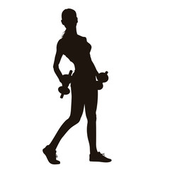 Women Exercise With Dumbbells Silhouette