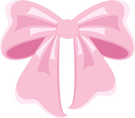 Elegant pink bow from a wide ribbon. Decor for greeting cards for birthday