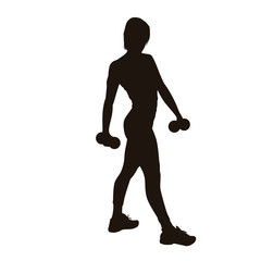 Women Exercise With Dumbbells Silhouette