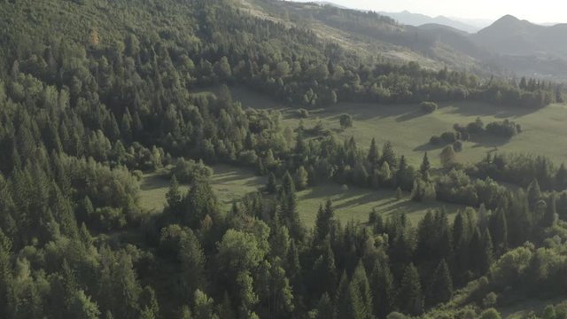 A beautiful ridge in the mountains fly over them, Fatra