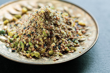 Dukkah, the Egyptian spice blend made with Toasted nuts and spices