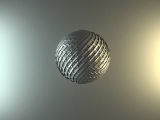 metallic sphere on a grey background