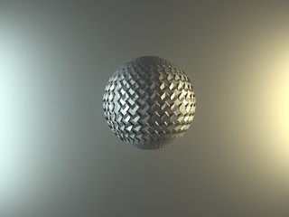 metallic sphere on a grey background