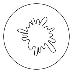 Blot Ink spot Paint splash icon in circle round outline black color vector illustration flat style image