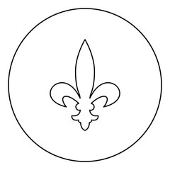 Heraldic symbol Heraldry liliya symbol Fleur-de-lis Royal french heraldry style icon in circle round outline black color vector illustration flat style image © Serhii