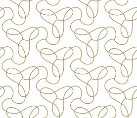 Seamless pattern with abstract geometric line texture, gold on white background. Light modern simple wallpaper, bright tile backdrop, monochrome graphic element