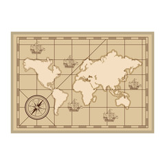 Plakat antique paper map nautical icon