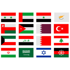 flags of country flags in western asia icon set vector symbol
