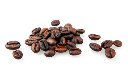 Fresh Roasted Coffee Beans Isolated On White Background