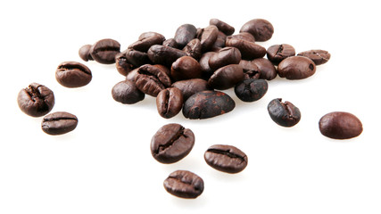 Fresh Roasted Coffee Beans Isolated On White Background