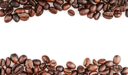 Fresh Roasted Coffee Beans Isolated On White Background