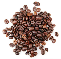 Fresh Roasted Coffee Beans Isolated On White Background