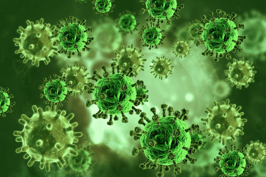 Viral disease, virus, bacteria, cell, 3d illustration