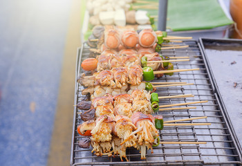 chicken kebabs on the grill