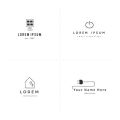 Housekeeping and home repairs theme. Vector hand drawn logo templates.