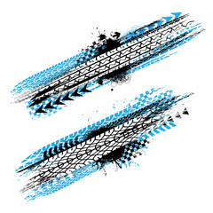 Two color grunge frames with tire tracks and ink splashes