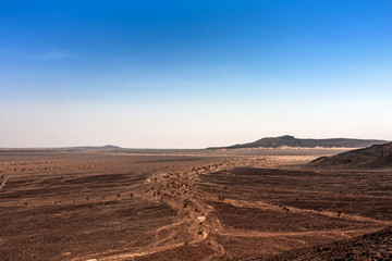 An aerial view of the Harrat Kishb volcanic field, Makkah Province, Saudi Arabia