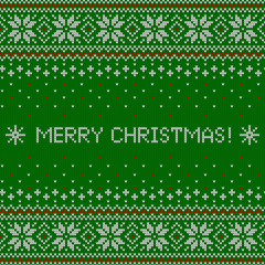 Merry Christmas background. Knitted scandinavian pattern.