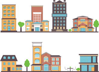 Flat vector buildings set