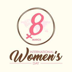 Creative design International Women Day vector with abstract letter 8 and world map