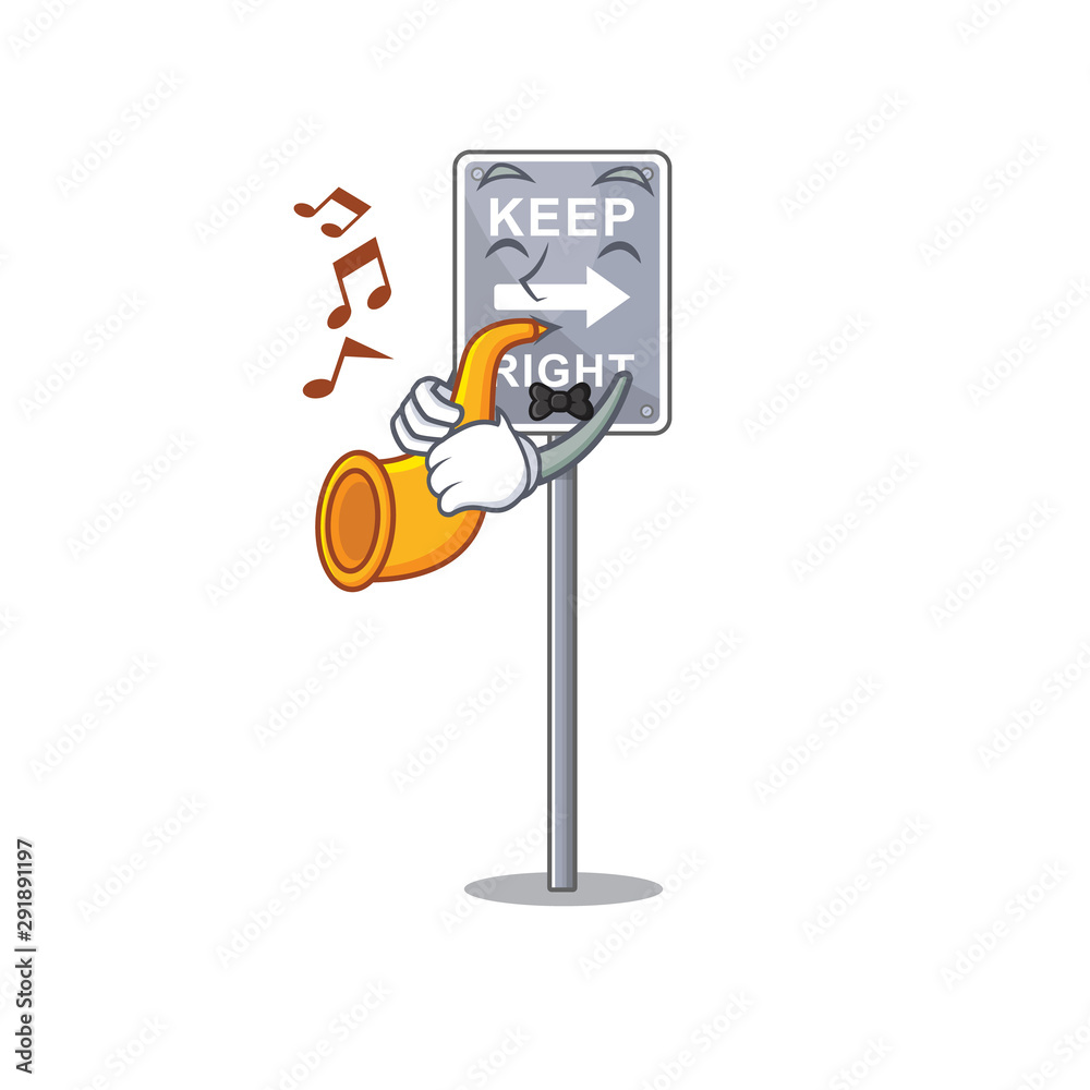 Sticker With trumpet toy keep right shaped on cartoon