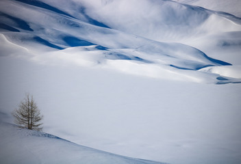 paysage d'hiver à l'Alpes d'Huez dans les Alpes françaises