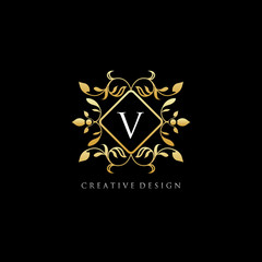 Letter V Luxury Boutique Gold Logo