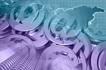 Mail signs, map and buildings