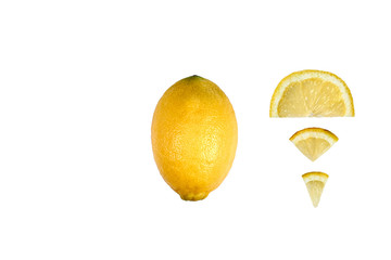 shot of a lemon among lemon admires in english alphabet.