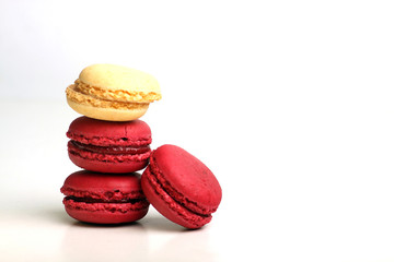 macaroons isolated on white background. Image contains copy space
