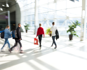 Fototapeta premium Transportation concept. Abstract blurred in airport terminal