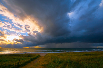 Fast weather change after days rather boring weather. Welcomed by the people. Baltic Sea in summer....