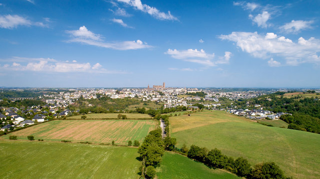 Aerial view of Rodez city in the Aveyron