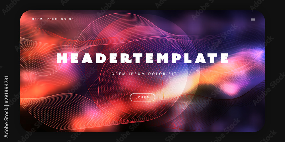 Wall mural abstract colorful blurred header background template, futuristic poster or landing page design - vec