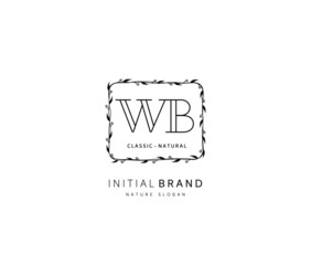 W B WB Beauty vector initial logo, handwriting logo of initial signature, wedding, fashion, jewerly, boutique, floral and botanical with creative template for any company or business.