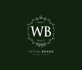 W B WB Beauty vector initial logo, handwriting logo of initial signature, wedding, fashion, jewerly, boutique, floral and botanical with creative template for any company or business.