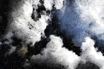 Abstract illustration of the sky. Dramatic clouds.