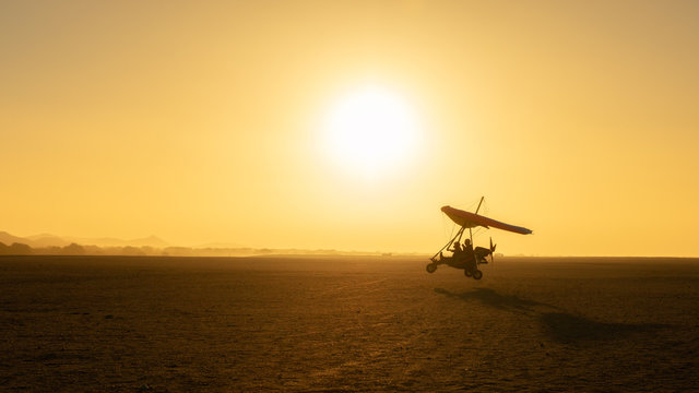 Micro-lighting over the sand dunes of the Namibian Desert, Namibia
