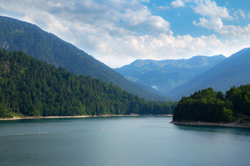 Idyllic view of Sylvenstein Dam and Karwendel Mountains