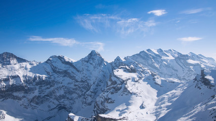 Fototapeta na wymiar Landscape view of mountain in Schilhorn with blue sky , Switzerland,European Alps in sunny day