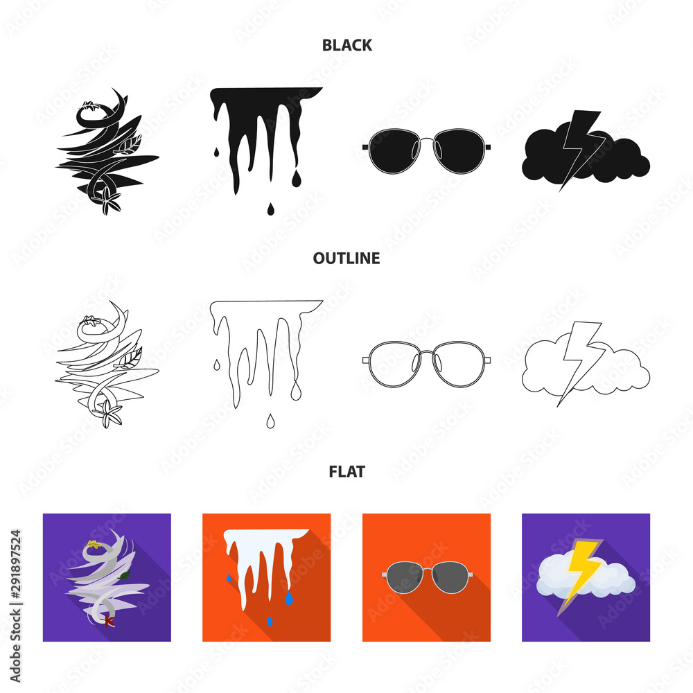 Wall mural isolated object of weather and climate symbol. set of weather and cloud vector icon for stock.