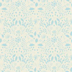 Seamless floral pattern with flowers and leaves. Modern background with hand drawn elements.