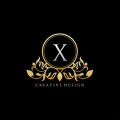 Gold Luxury Boutique Letter X Logo Icon.