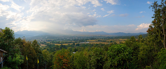 Beautiful View from Wat Phratat Namyen in Countryside of Pai, Thailand