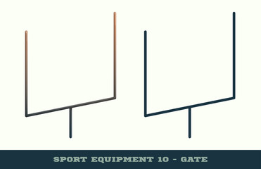 Vector rugby gate icon. Game equipment. Professional sport, classic american football gates for official competitions and tournaments. Isolated illustration