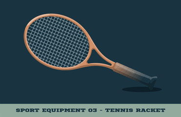 Vector tennis racquet icon. Game equipment. Professional sport, classic racket for official competitions and tournaments. Isolated illustration