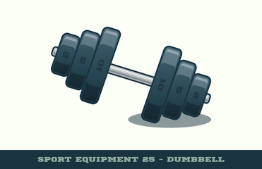 Vector iron dumbbell icon. Game equipment. Professional sport, classic dumbbell for gym competitions and tournaments. Isolated illustration