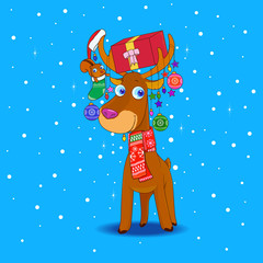 reindeer with christmas accessories