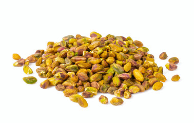 raw pistachio nuts isolated on white