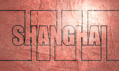 Shanghai city name in geometry style design. Creative vintage typography poster concept.